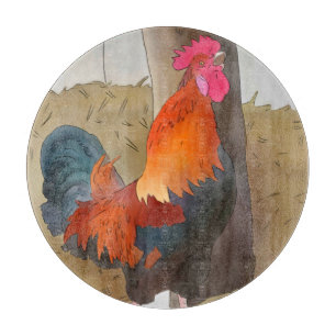 krähender Hahn Schneidebrett