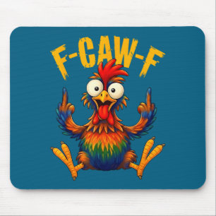 Krähenhahn lustige Vogel Hühner Illustration Mousepad