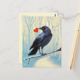Krähenliebe Pastell-Postkarte Postkarte