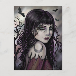 Krähenmädchen Fantasy-Kunst von Molly Harrison Postkarte
