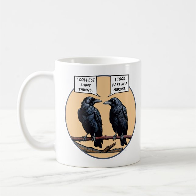 Krähenmord lustiger Comic Kaffeetasse (Links)
