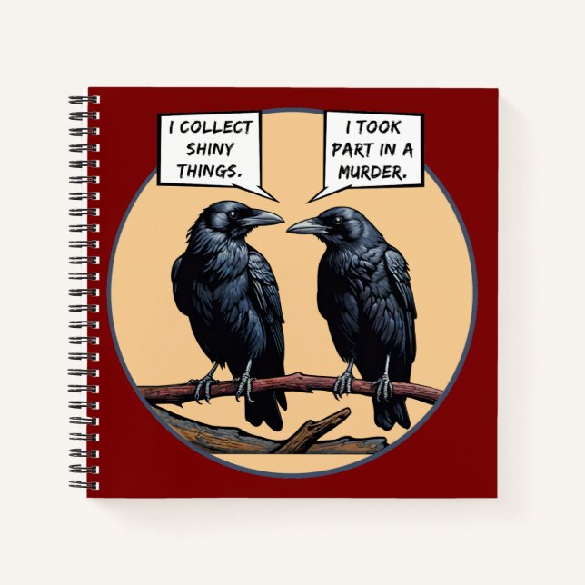 Krähenmord lustiger Comic Notizbuch (Vorderseite)
