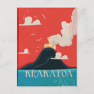 Krakatoa Vintag Vacation Poster Art Postkarte