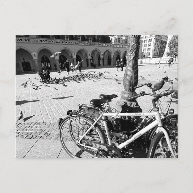 Krakau, Altstadt, Polen, schwarz-weiße Postkarte (Vorderseite)