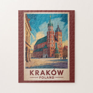 Krakau Polen Illustration Reise Kunst Vintage Puzzle