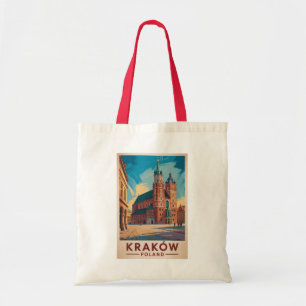 Krakau Polen Illustration Reise Kunst Vintage Tragetasche