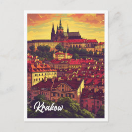 Krakau Polen Kunstreise Illustration Postkarte