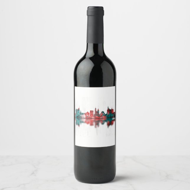 Krakau Polen Skyline Weinetikett (Vorderseite)