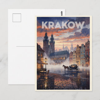 Krakau Polen Vintage Reise Postkarte