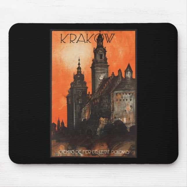 Krakau Polen - Vintages Polnisches Reiseplakat Mousepad (Vorne)