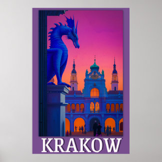 Krakau Poster - Drachenschau über der Tuchhalle