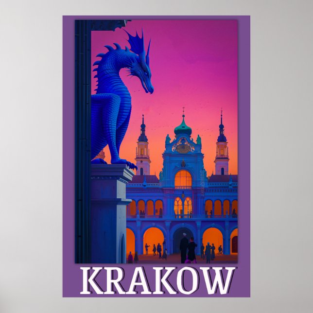 Krakau Poster - Drachenschau über der Tuchhalle (Vorne)