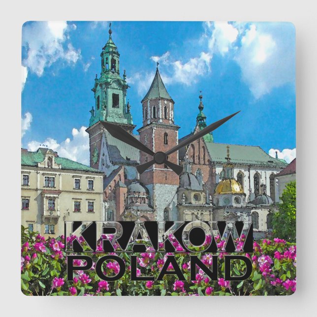 Krakau Quadratische Wanduhr (Vorderseite)