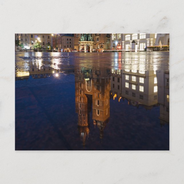 Krakauer Basilika Reflektion Polen Postkarte (Vorderseite)