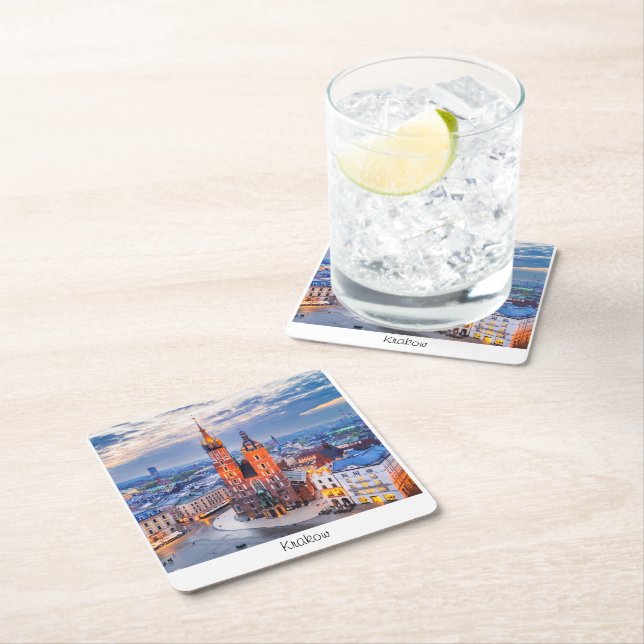 Krakauer Nacht in Polen Rechteckiger Pappuntersetzer (Vor Ort)