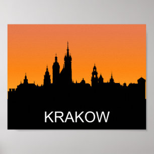 Krakauer Silhouette, Sommeruntergang, Illustration Poster