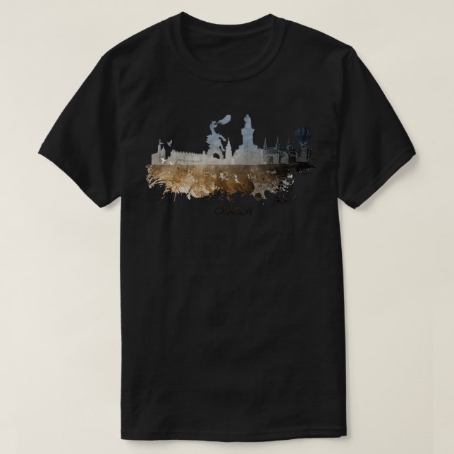Krakauer Skyline Art Krakau Skyline T-Shirt (Design vorne)
