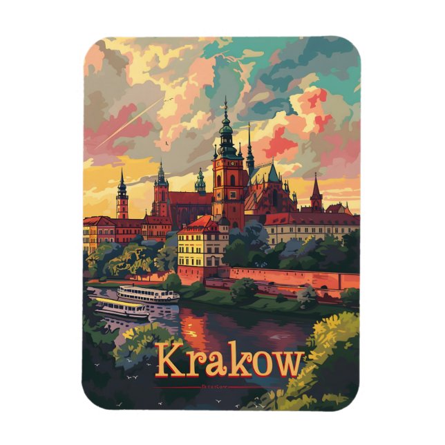 Krakauer Sonnenuntergang Vintag Magnet (Vertikal)