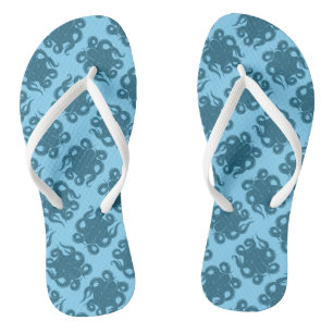 Krake auf blauem Muster Flip Flops