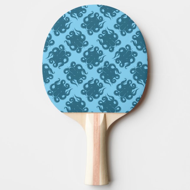 Krake auf blauem Muster Tischtennis Schläger (Vorderseite)