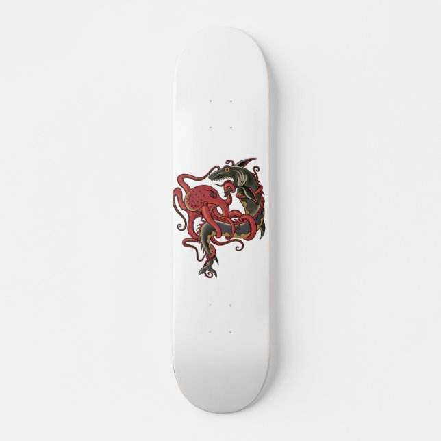 Krake, die einen Haifisch kämpft Skateboard (Vorne)