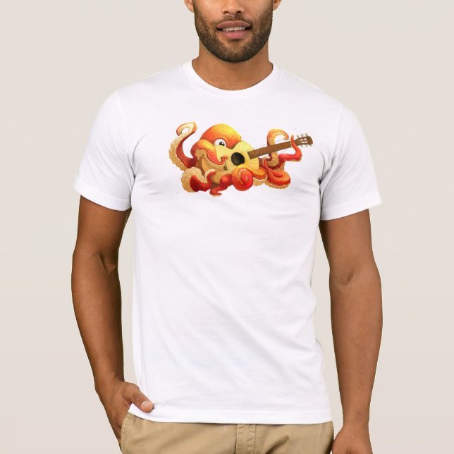 Krake, die Gitarren-Shirt spielt T-Shirt (Vorderseite)