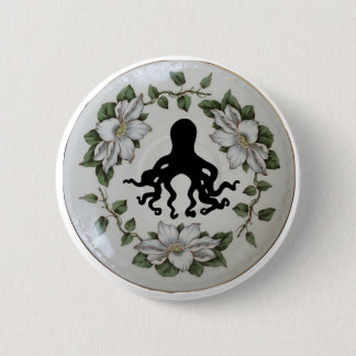 Krake in einem Teacup-Button-Abzeichen-Knopf Button
