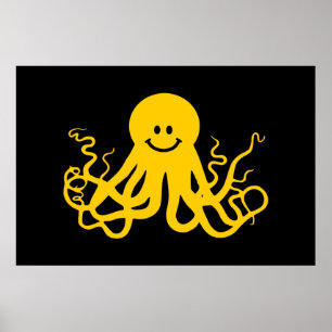 Krake/Kraken Gelb Poster