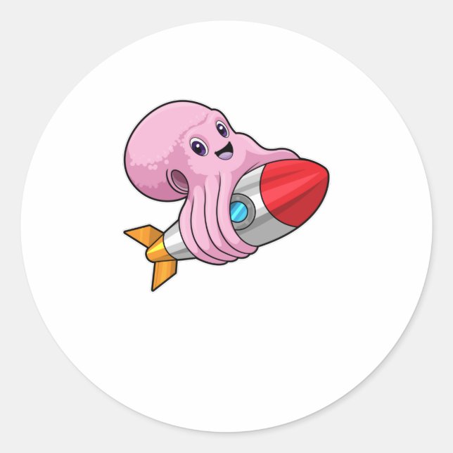 Krake Runder Aufkleber (Vorderseite)