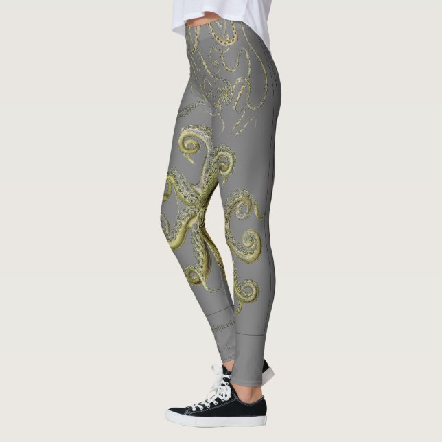 Krake, Tintenfisch-Illustration, Vintag Leggings (Links)