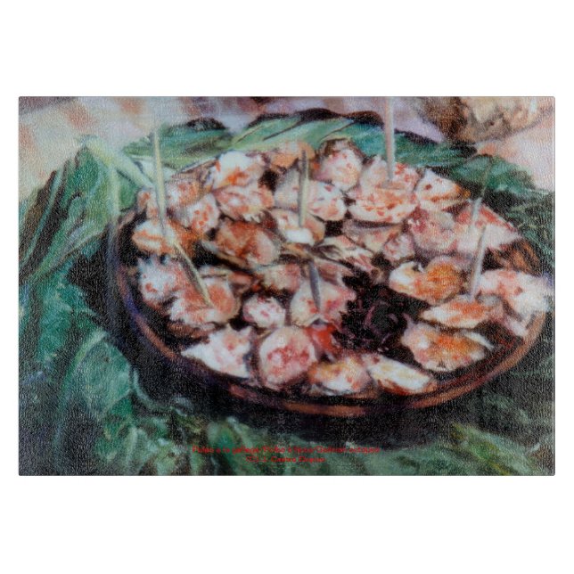 Krake zu dem Staub zu feira/galician Schneidebrett (Vorderseite)