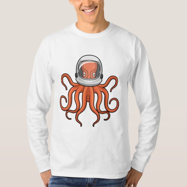 Kraken als Astronaut T-Shirt (Vorderseite)