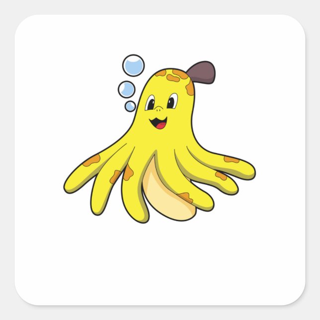 Kraken als Banane Quadratischer Aufkleber (Vorderseite)