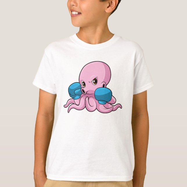 Kraken als Boxer mit Boxhandschuhen T-Shirt (Vorderseite)