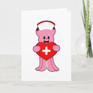 Kraken als Krankenschwester mit Herz Karte