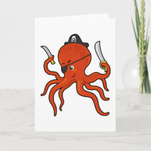 Kraken als Piraten mit Schwert und Messer Karte