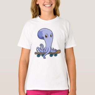 Kraken als Skater mit Skateboard T-Shirt