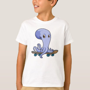 Kraken als Skater mit Skateboard T-Shirt