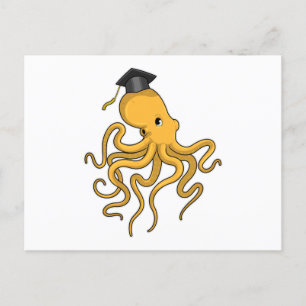 Kraken als Student mit Diplom Postkarte