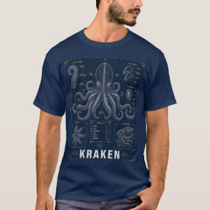 Kraken-Anatomie Legendärer Seeungeheuer-Blueprint T-Shirt