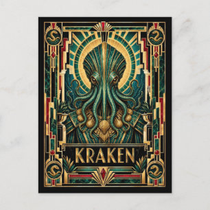 Kraken, Art Deco Mythisch Postkarte