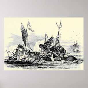 Kraken Attack! Drucken Poster