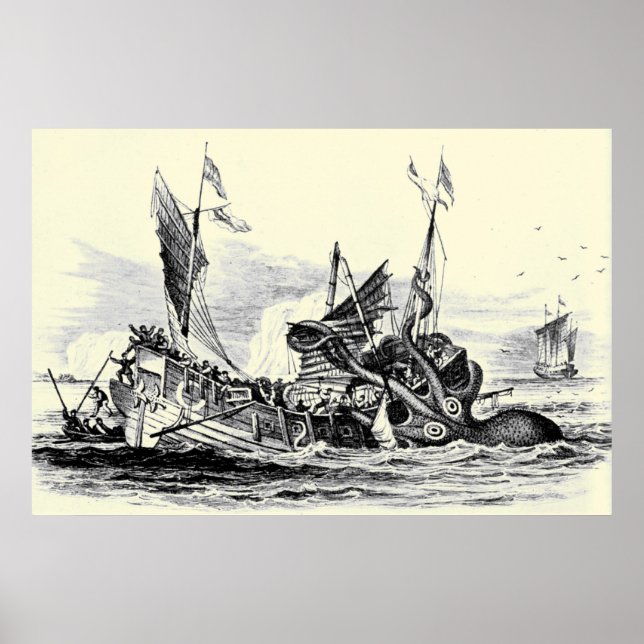 Kraken Attack! Drucken Poster (Vorne)