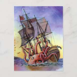 Kraken Attack Postcard Postkarte