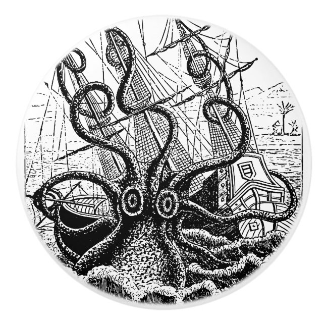 Kraken Attack Riesenktopus Keramikknauf (Vorderseite)