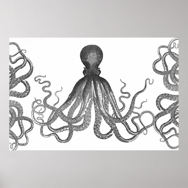Kraken - Black Giant Octopus / Cthulu Poster (Vorne)
