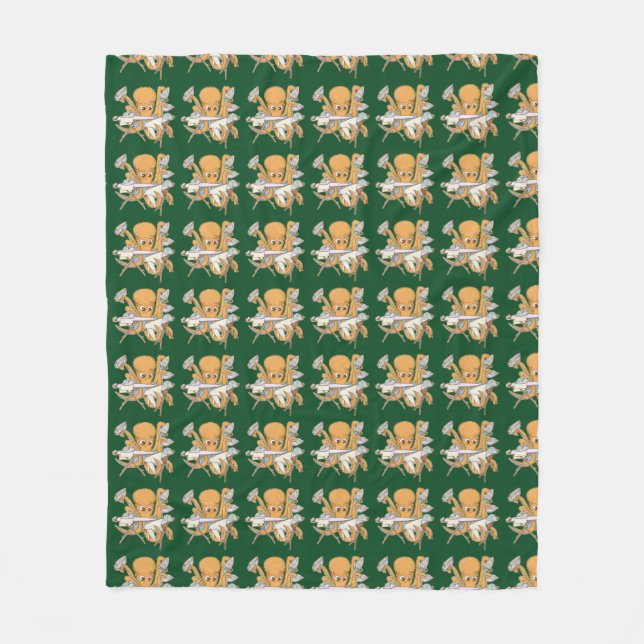 Kraken bügeln, überwältigt von der Arbeit. Fleecedecke (Vorderseite)