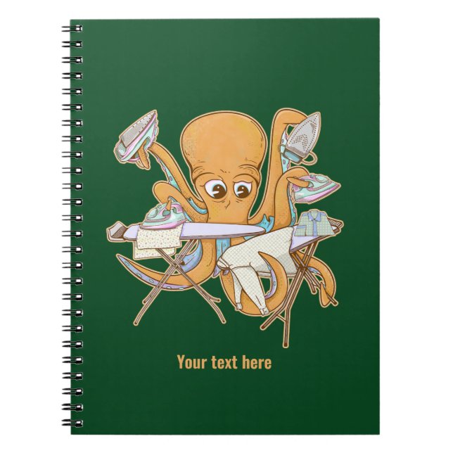 Kraken bügeln, überwältigt von der Arbeit. Notizblock (Vorderseite)