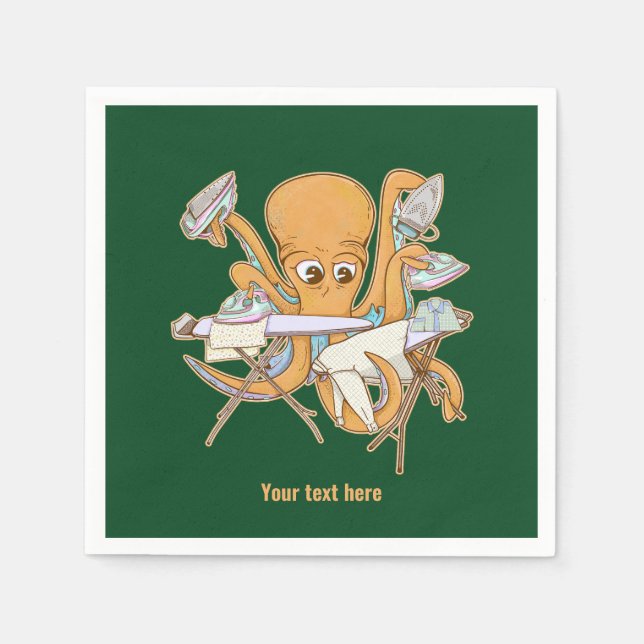 Kraken bügeln, überwältigt von der Arbeit. Serviette (Vorderseite)