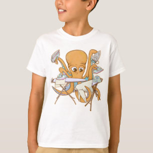 Kraken bügeln, überwältigt von der Arbeit. T-Shirt